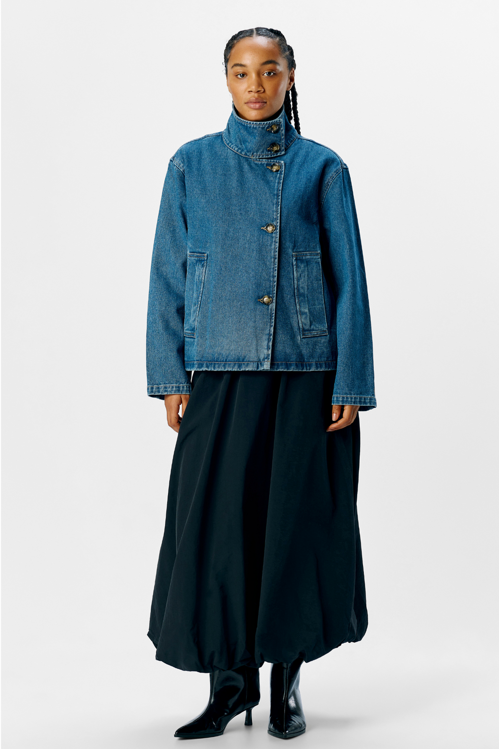 TILA GRO L/S DENIM JAAG - Medium Blauwe denim