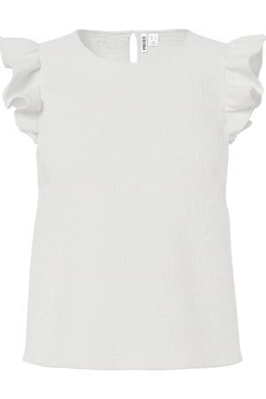 Sastina top met O-hals - Cloud Dancer