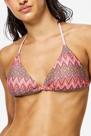 Ada Bikini Gebreid Driehoek Topje - Rose Shadow - Jacquard Patroon