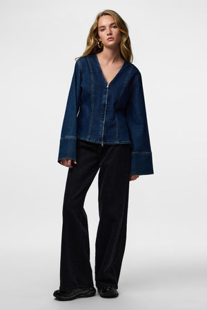 Flora denim overhemd - donkerblauw denim