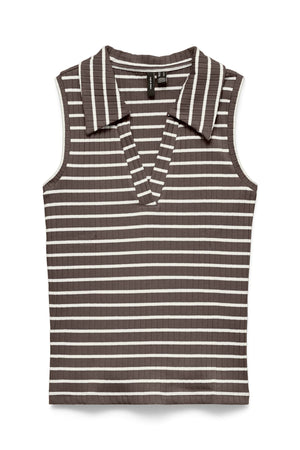Sea Collar Top - Chocolade Martini Strepen: Sneeuwwitje
