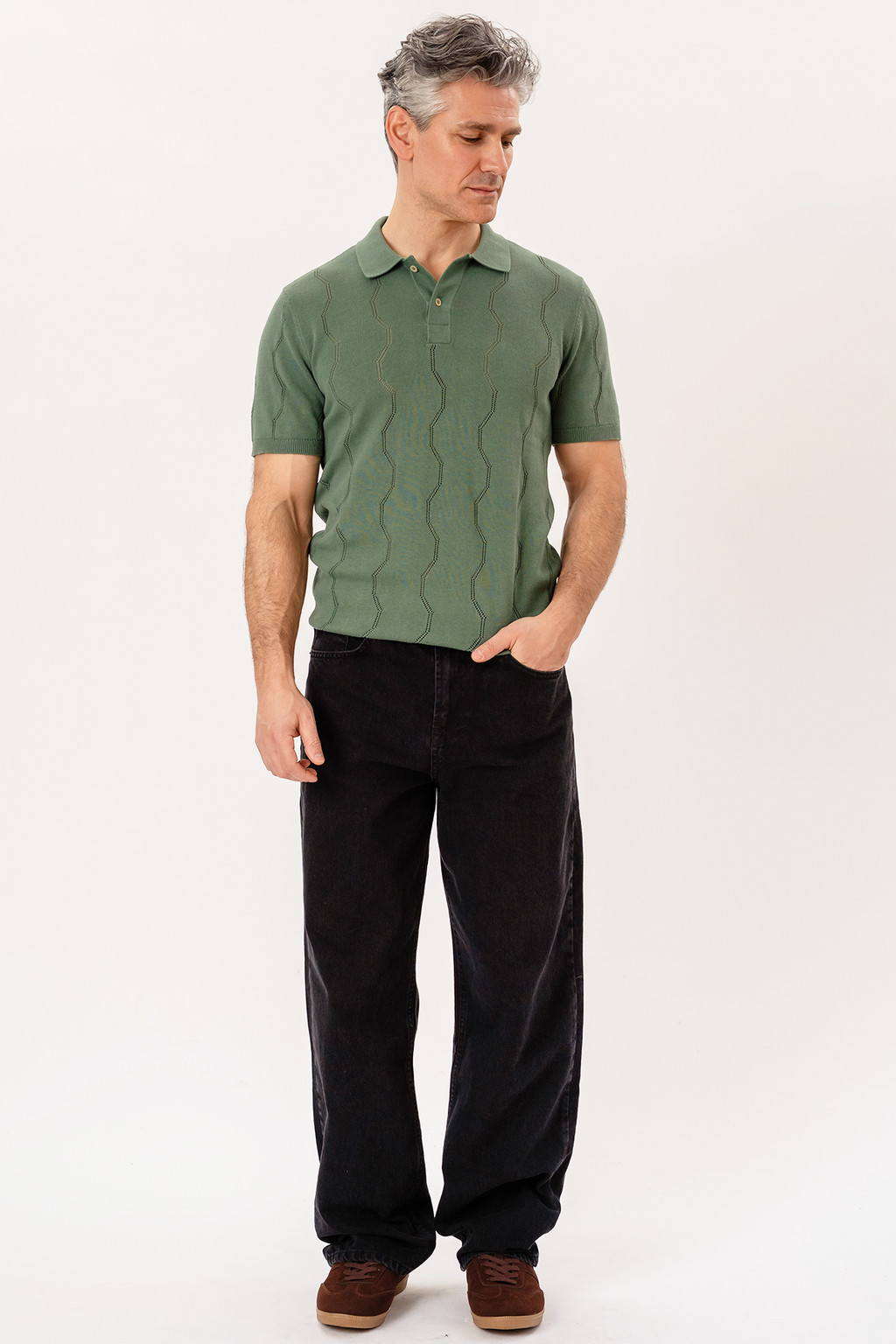 Duran gebreide polo - groen