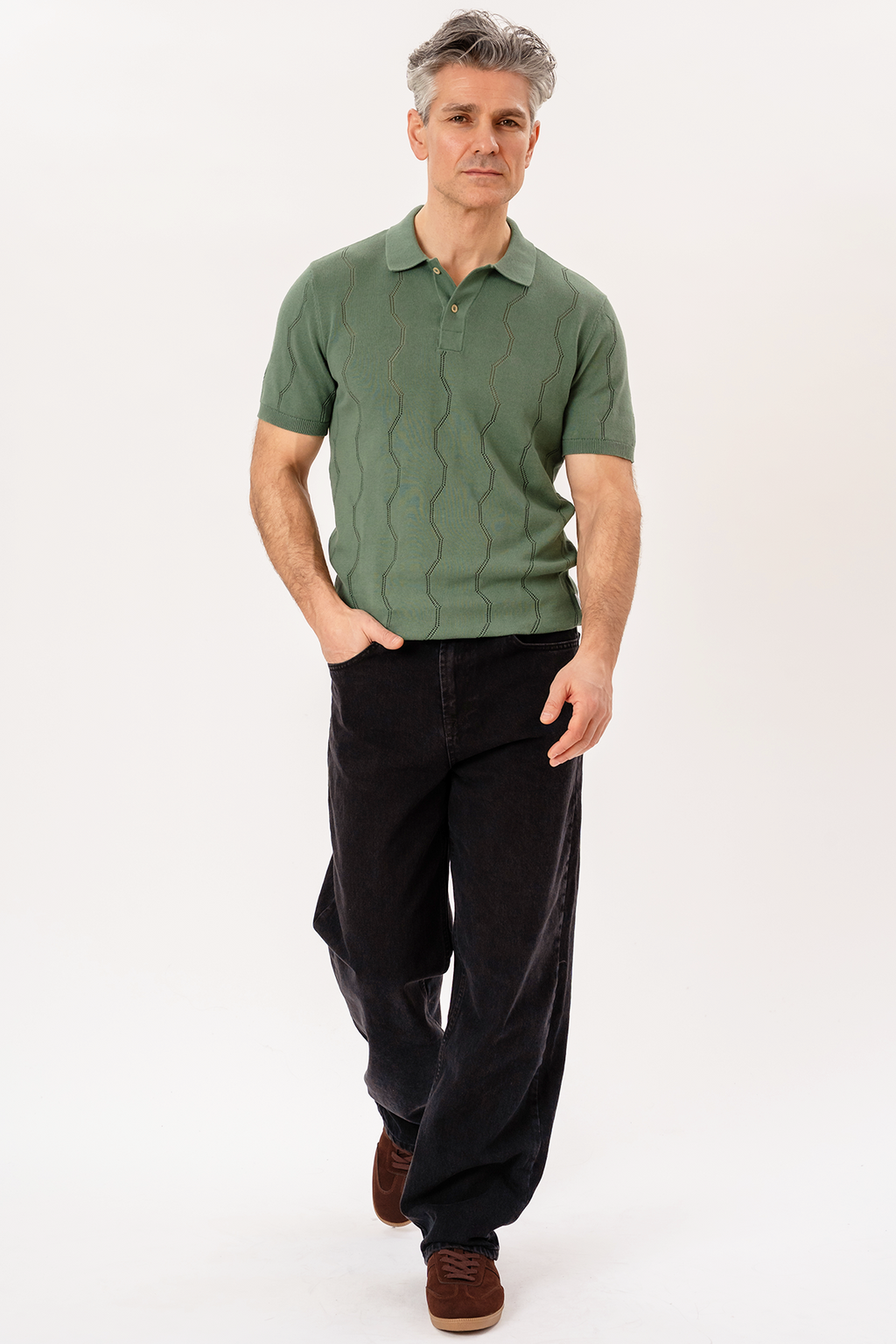 Duran gebreide polo - groen