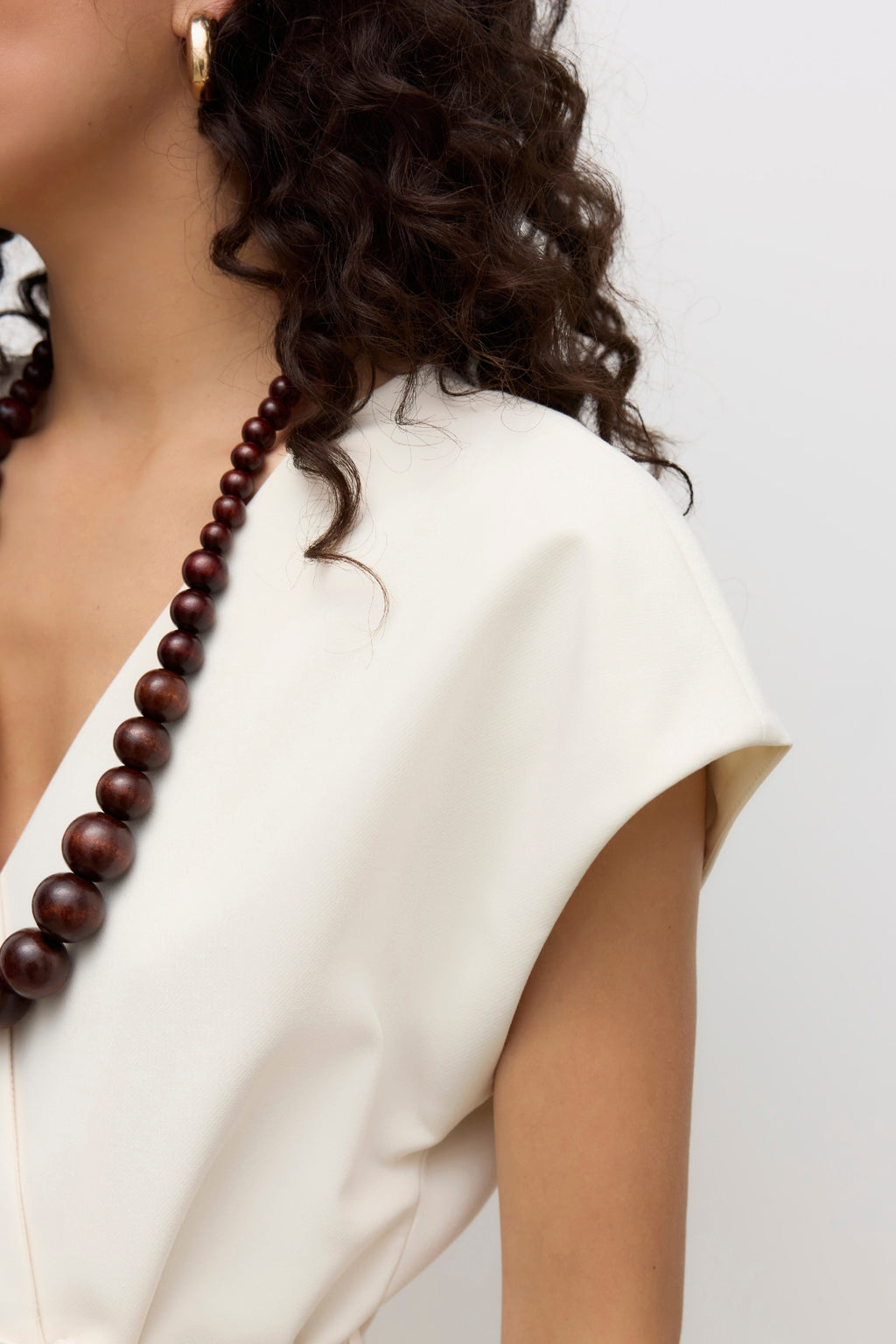 Vannah Midi-gilet met V-hals - Berken