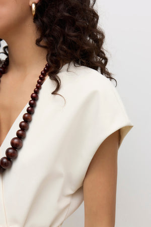 Vannah Midi-gilet met V-hals - Berken