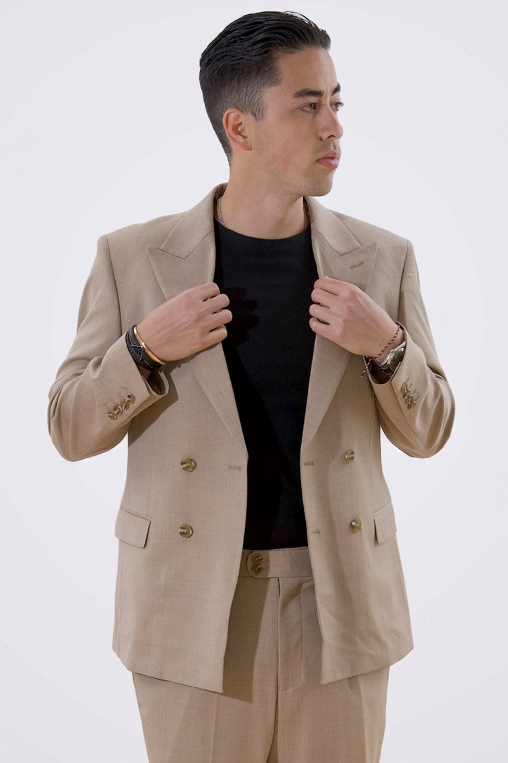Klassieke blazer - beige gemêleerd
