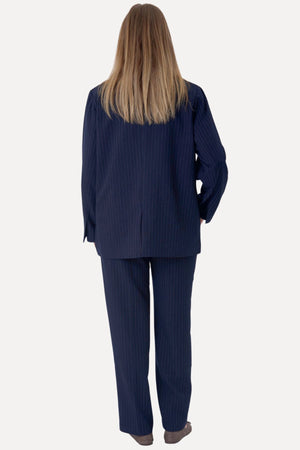 Oversized Blazer - marine krijtstreep