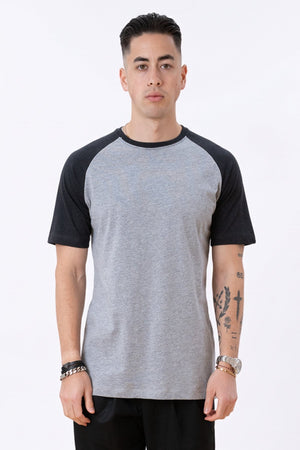 Basic Raglan T-shirt-zwart-licht grijs