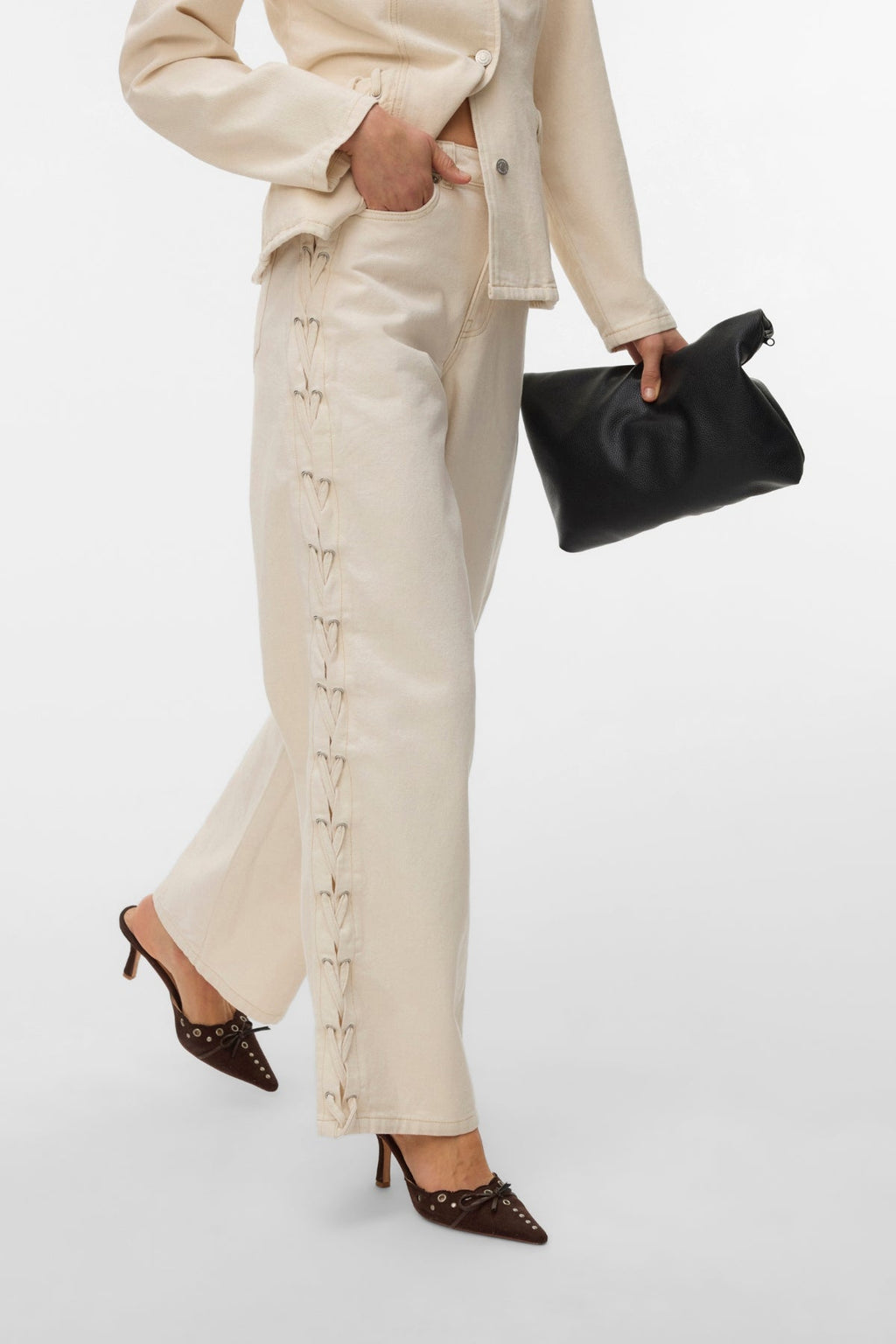 Rae Wide String Jeans - Ecru