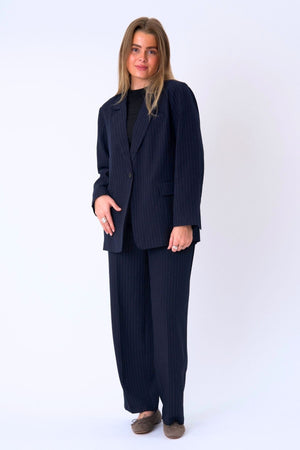 Oversized Blazer - marine krijtstreep
