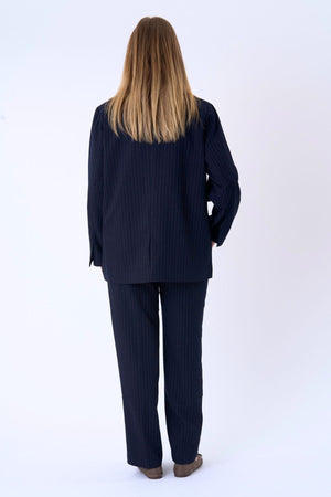 Oversized Blazer - marine krijtstreep
