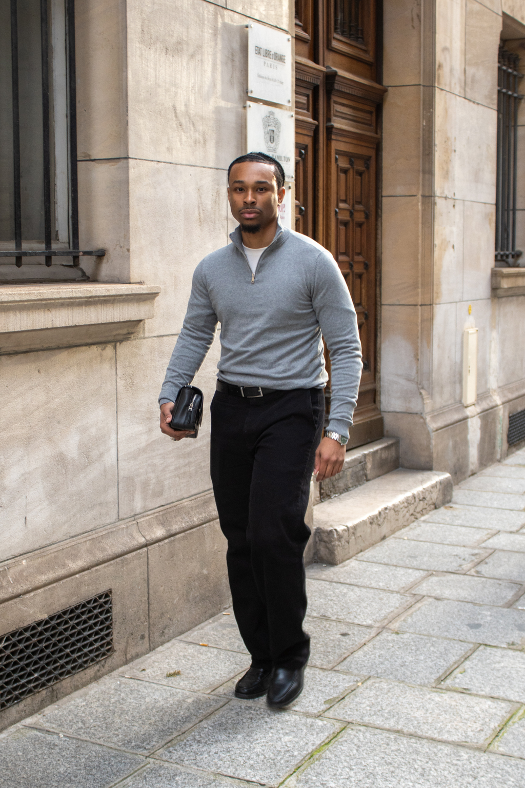 Rechte katoenen chino - Zwart