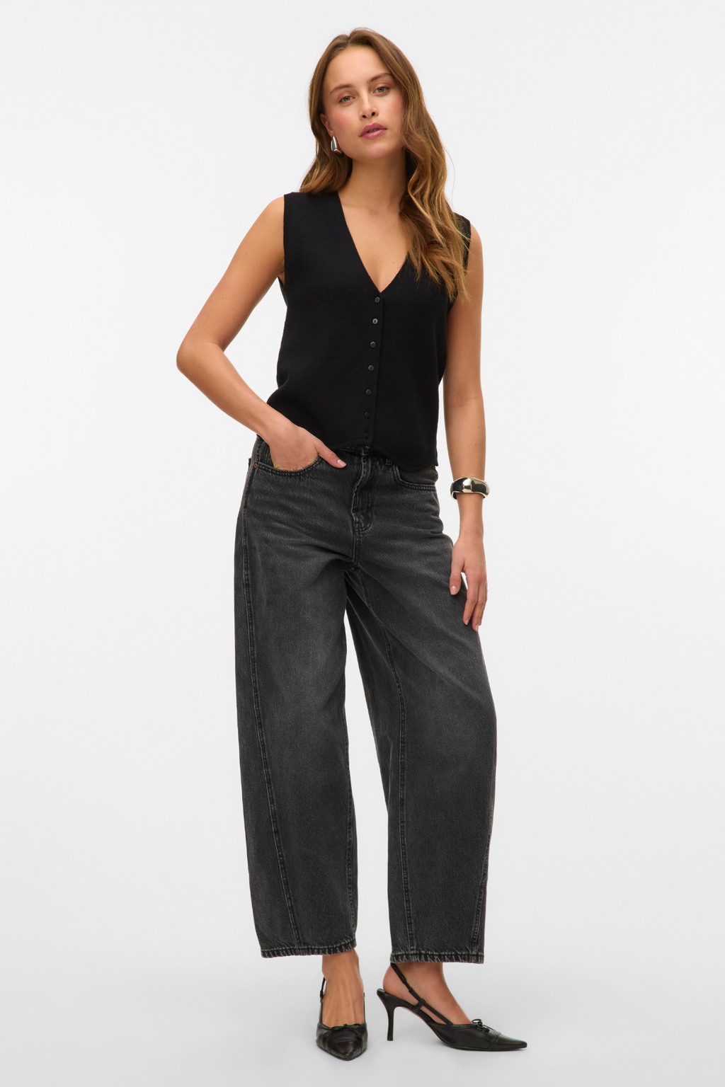 Gold V -hals vest - zwart