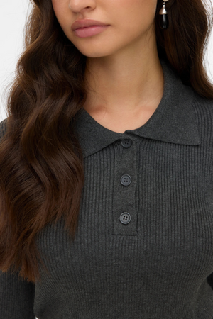 Silje Poloneck -pullover - donkergrijze melange