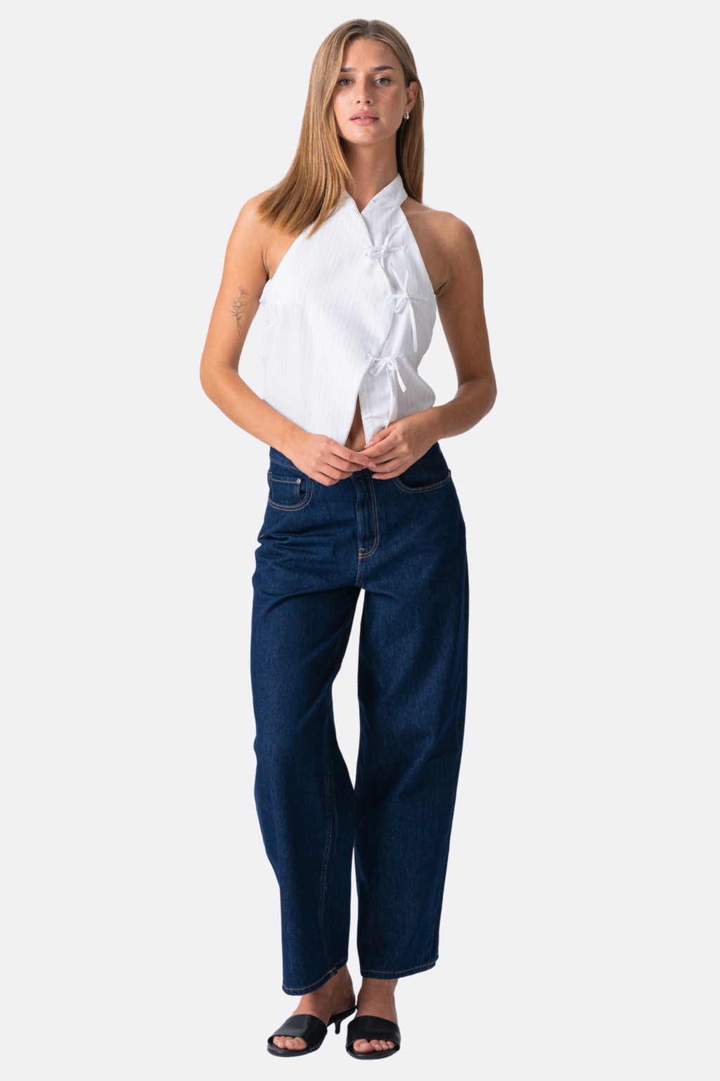 Silva Striped Top - White