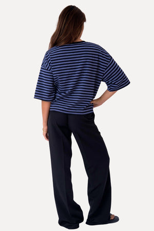 Zoe T-shirt - Zwart/Denimblauw