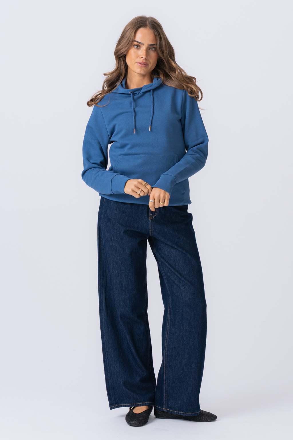 Sweatshirt hoodie - stoffig blauw