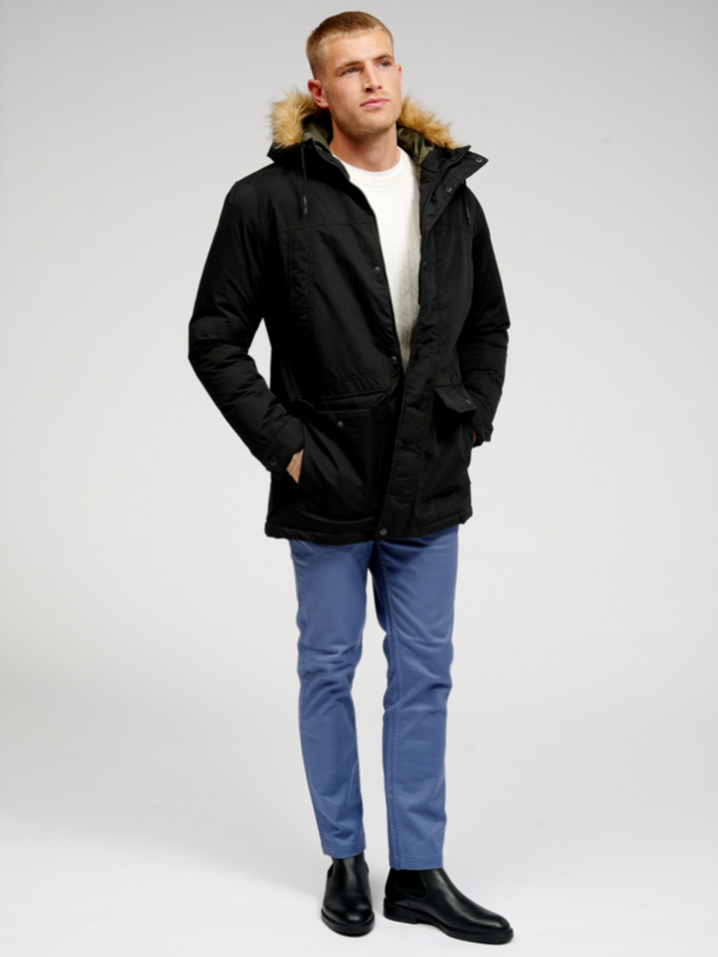 Classic Long Parka Jacket - Zwart