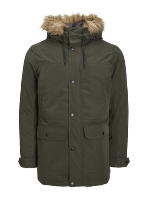 Classic Long Parka Jacket - Dark Green