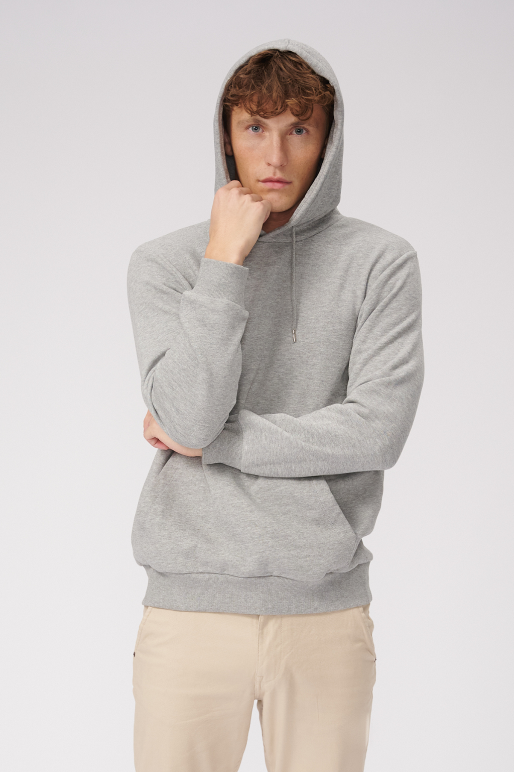 Basic Hoodie Sweat - Light Gray Melange