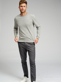 Basic Gebreide Crewneck - Light Gray Melange