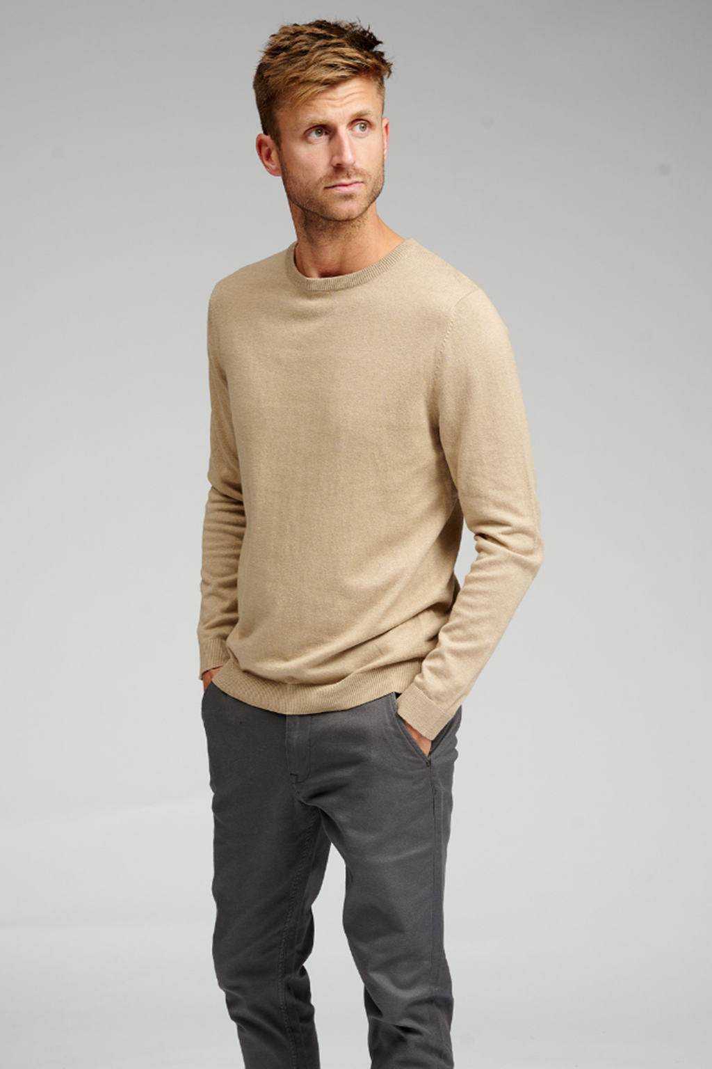 Basic Knit Crewneck - Beige