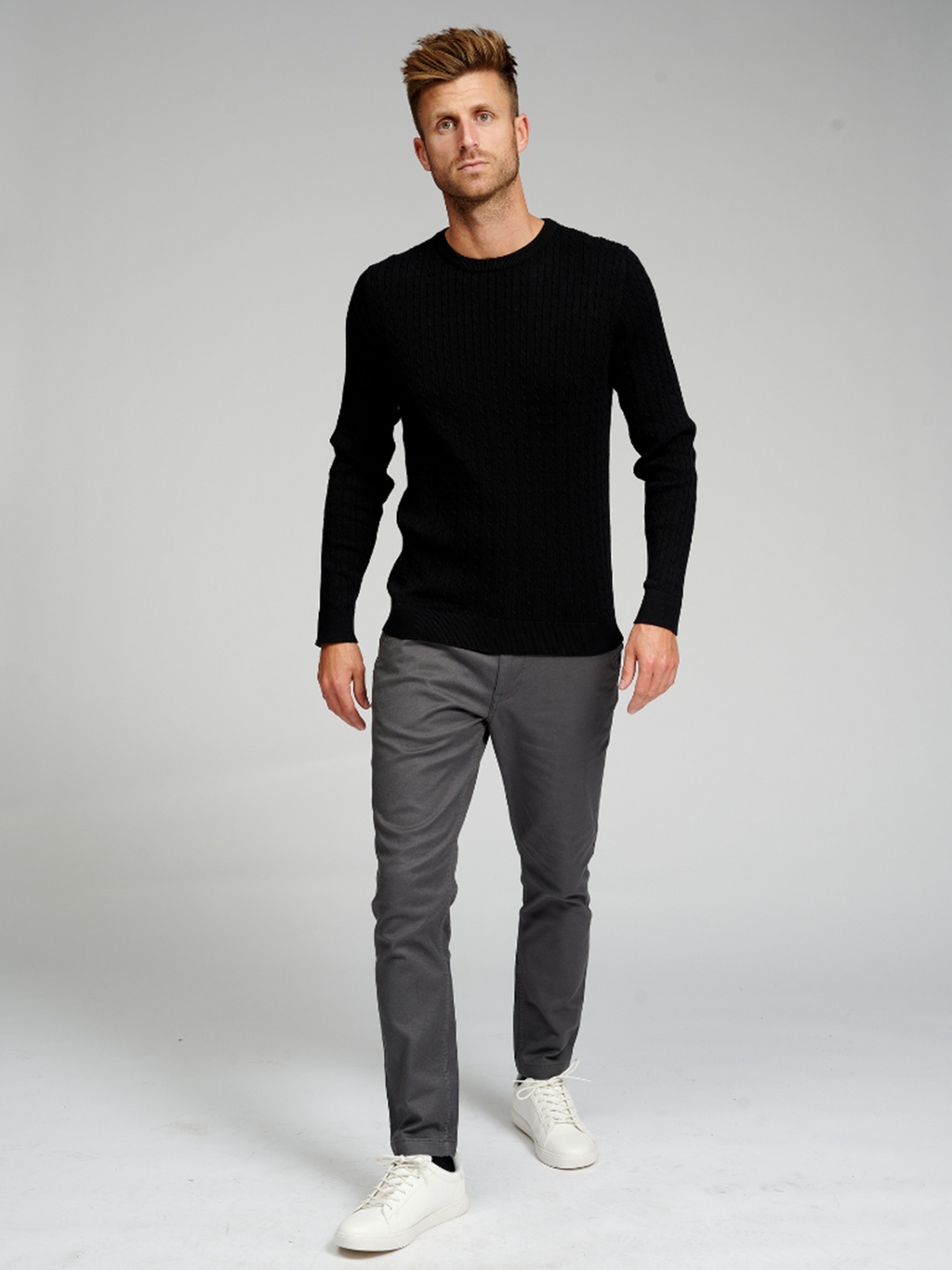 Cable Knit Crewneck - zwart