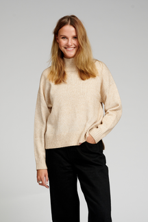 Oversized gebreide polo -neck trui - beige