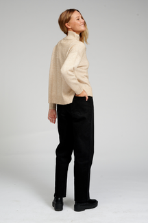 Oversized gebreide polo -neck trui - beige