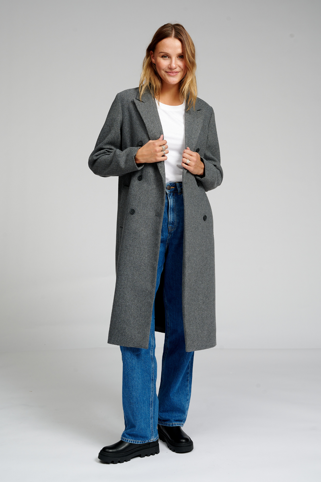 Classic Wool Coat - Dark Grey Melange