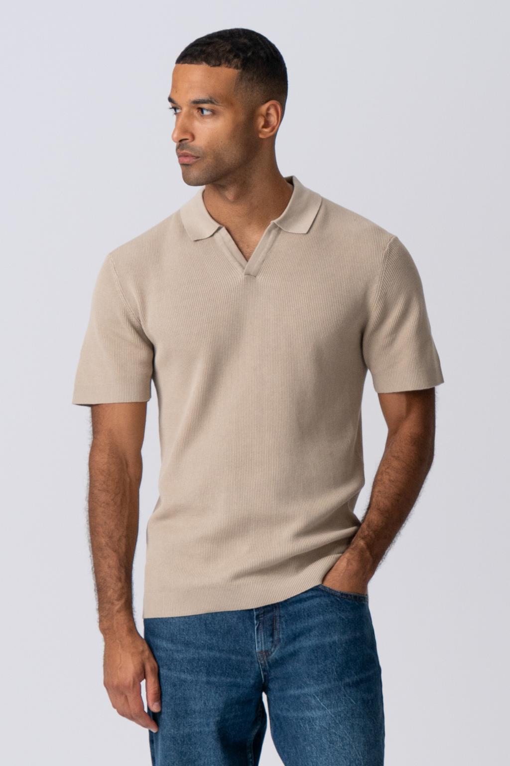 George Knitted Polo - Beige