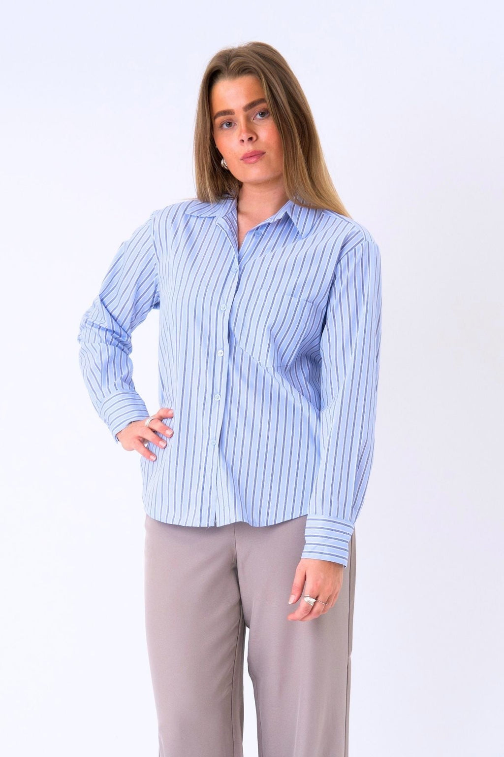 Thalia Striped Shirt - Light Blue