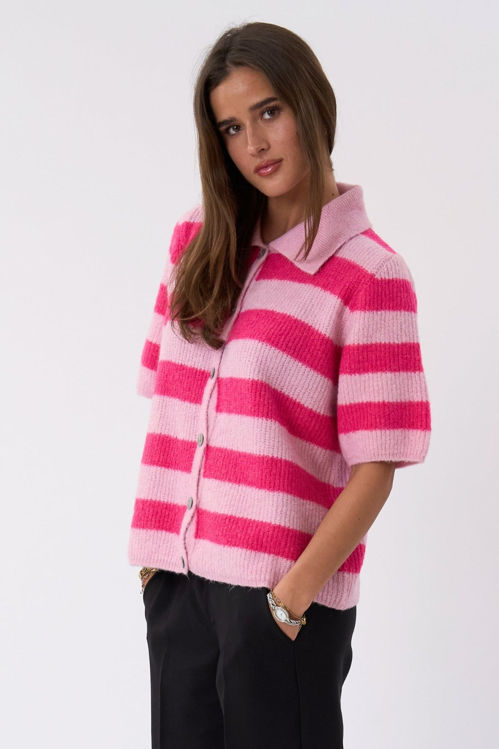 Alba Polo Gebreid - Roze/Fuxia