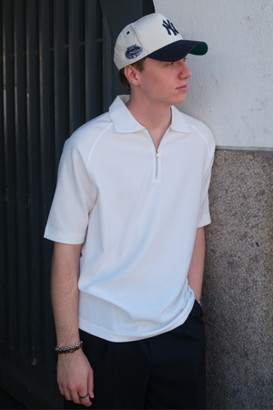 Enzo Short Sleeve Half Zip - White