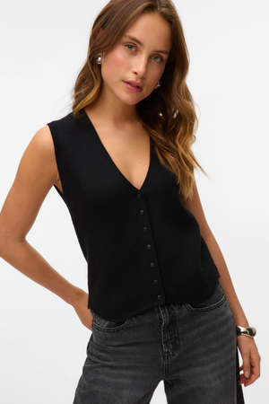 Gold V -hals vest - zwart