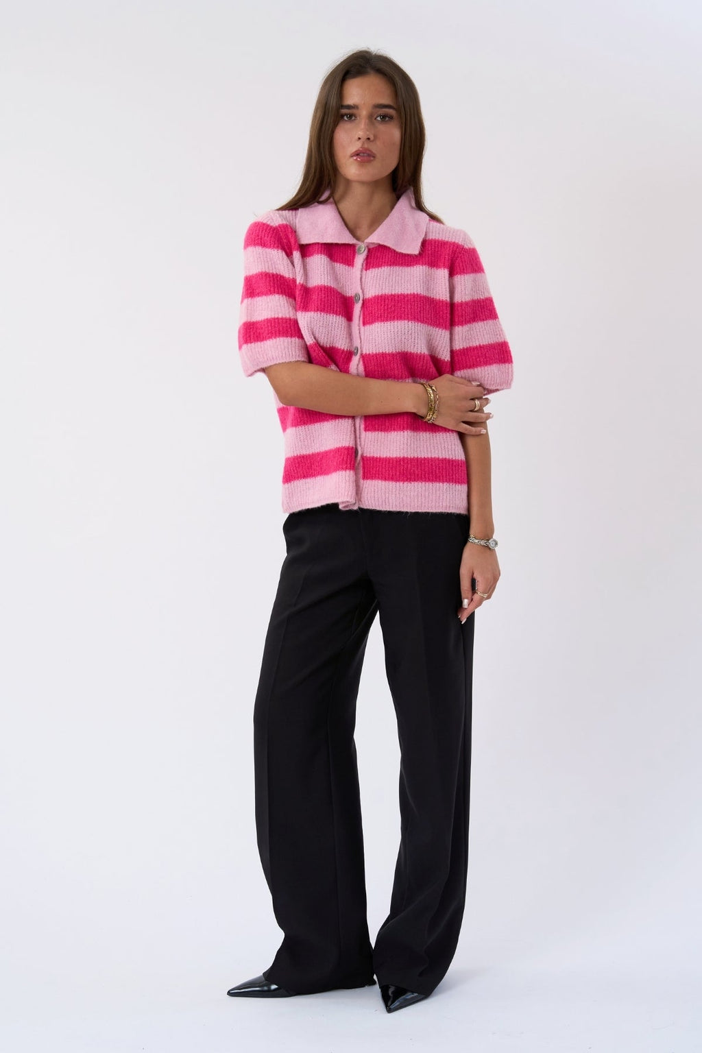 Alba Polo Gebreid - Roze/Fuxia