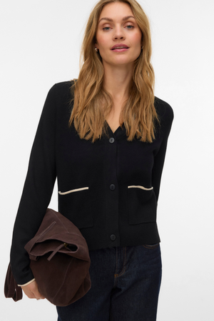 Goudkleurig contrasterend vest met V-hals - Zwart W. Birch