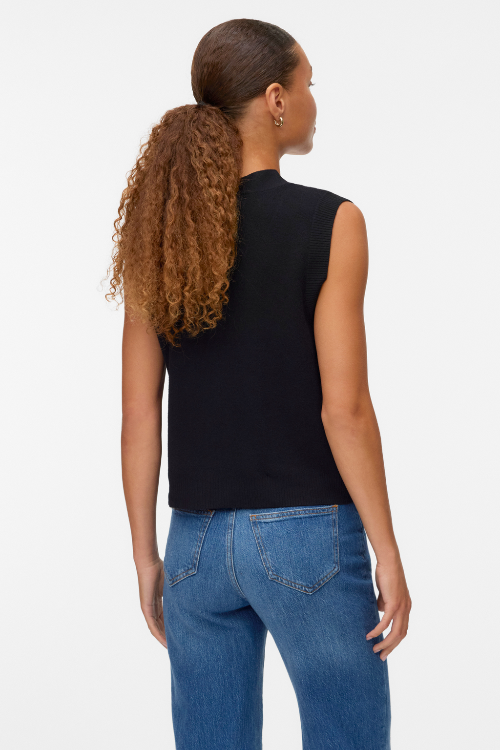 Saba V-Neck Button Vest - Black
