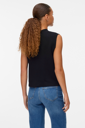 Saba V-Neck Button Vest - Black