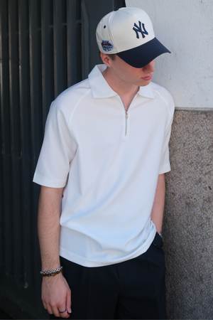 Enzo Short Sleeve Half Zip - White