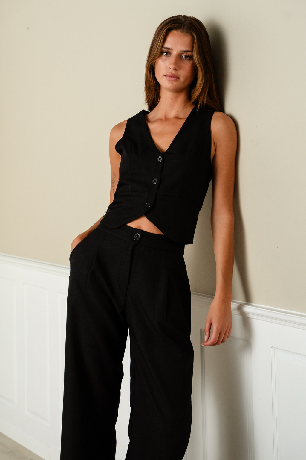 Natalie Vest and Pants (Black) - Package deal