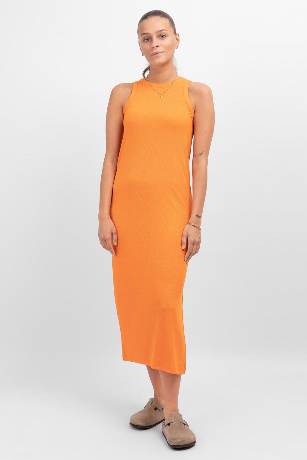 Line Summer Dress - Persimmon Orange