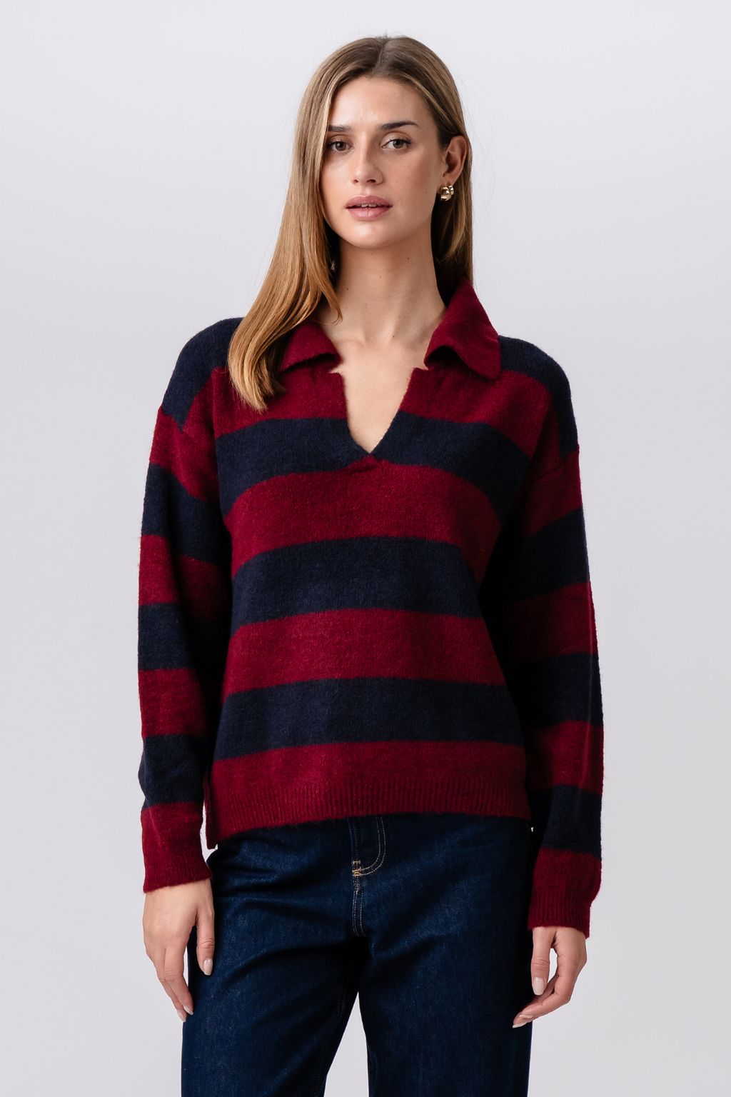 Nora Knit - Bordeaux/diepblauw