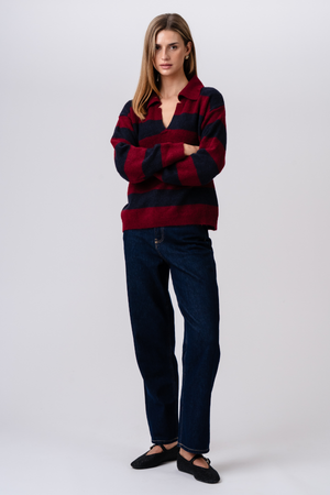 Nora Knit - Bordeaux/diepblauw