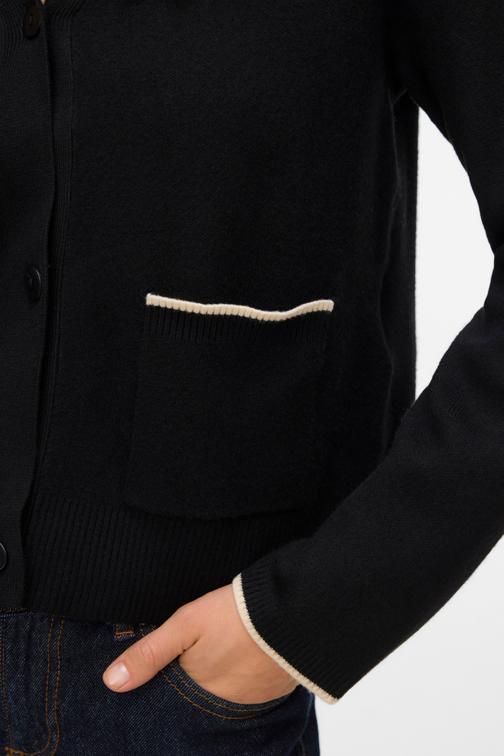 Goudkleurig contrasterend vest met V-hals - Zwart W. Birch