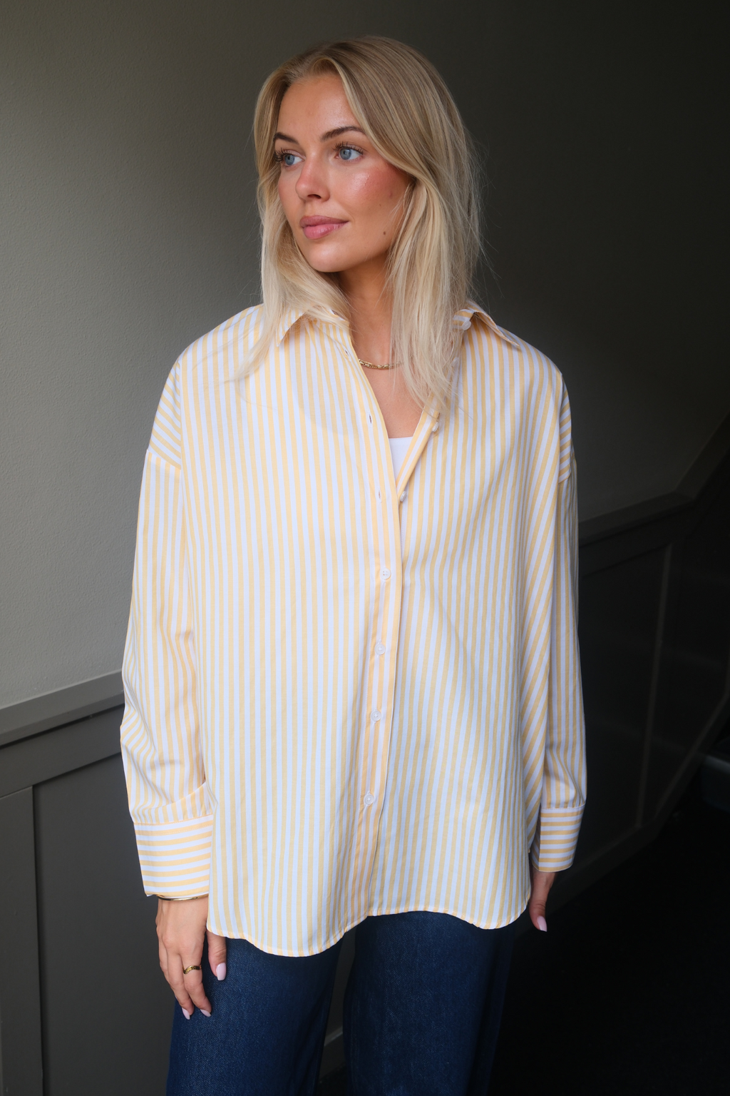 Layla gestreepte shirt - geel