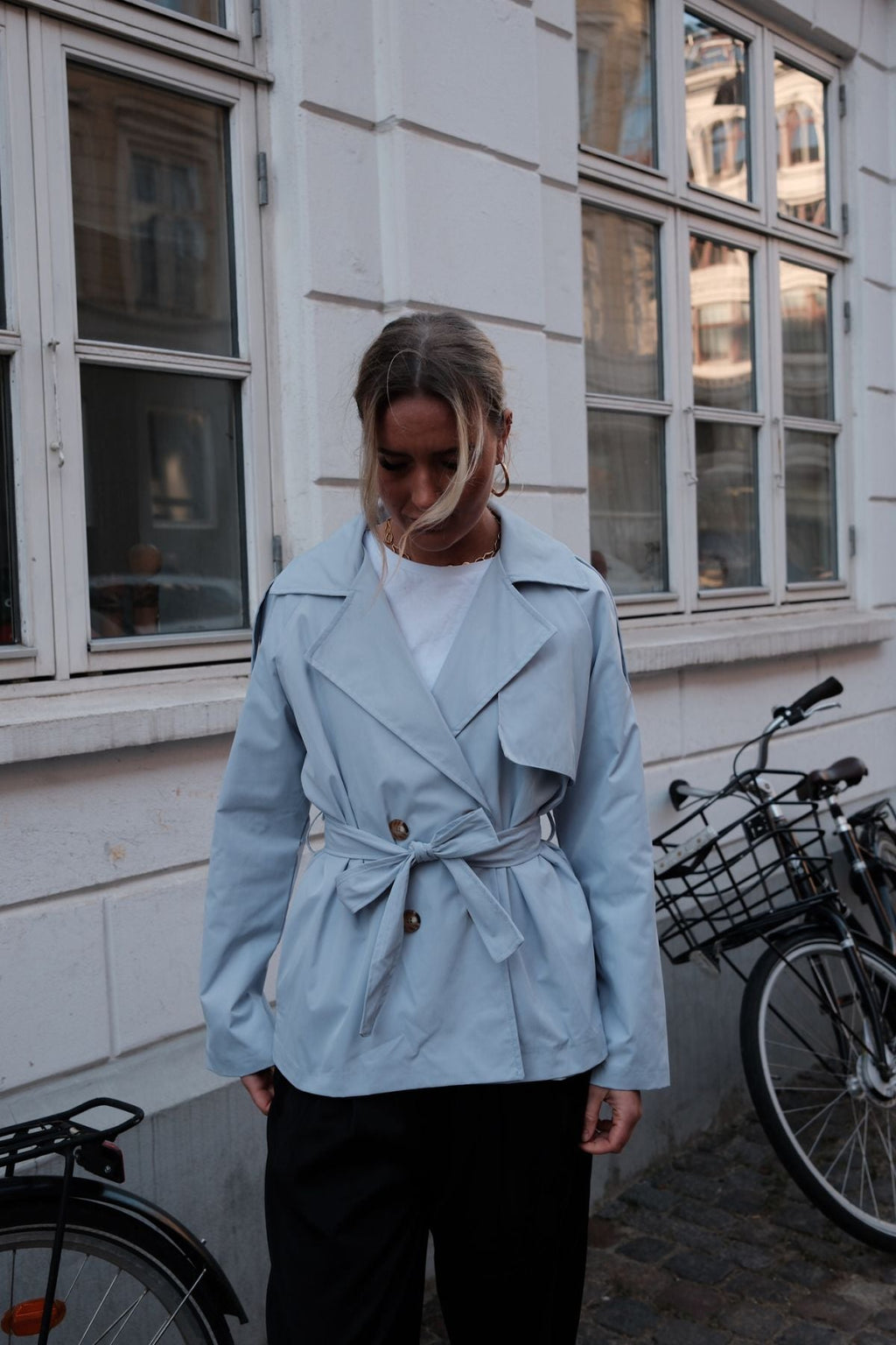 Sia korte trenchcoat - hemelsblauw