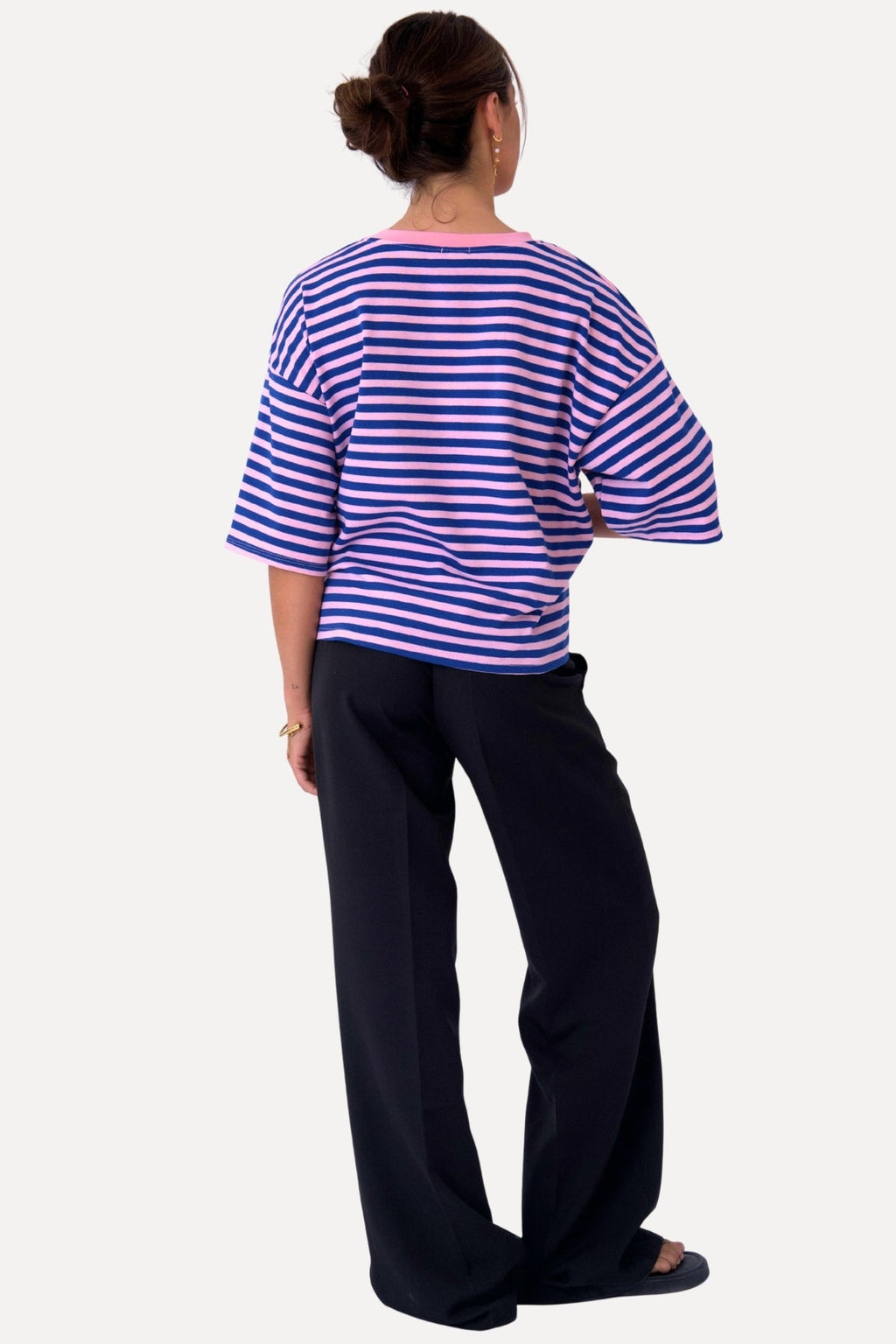 Zoe T-shirt - Blauw/Lichtroze