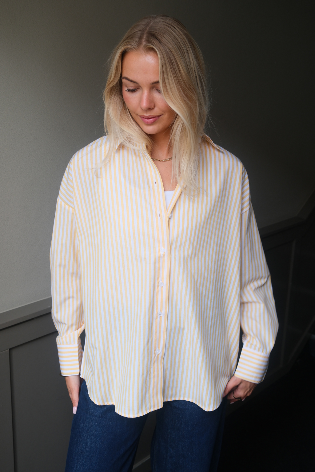 Layla gestreepte shirt - geel