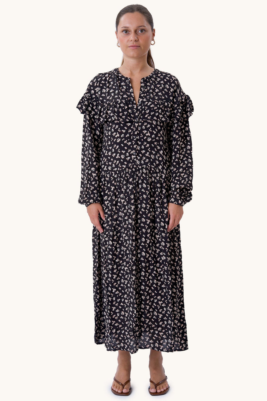 Amelia dress - Black flowered
